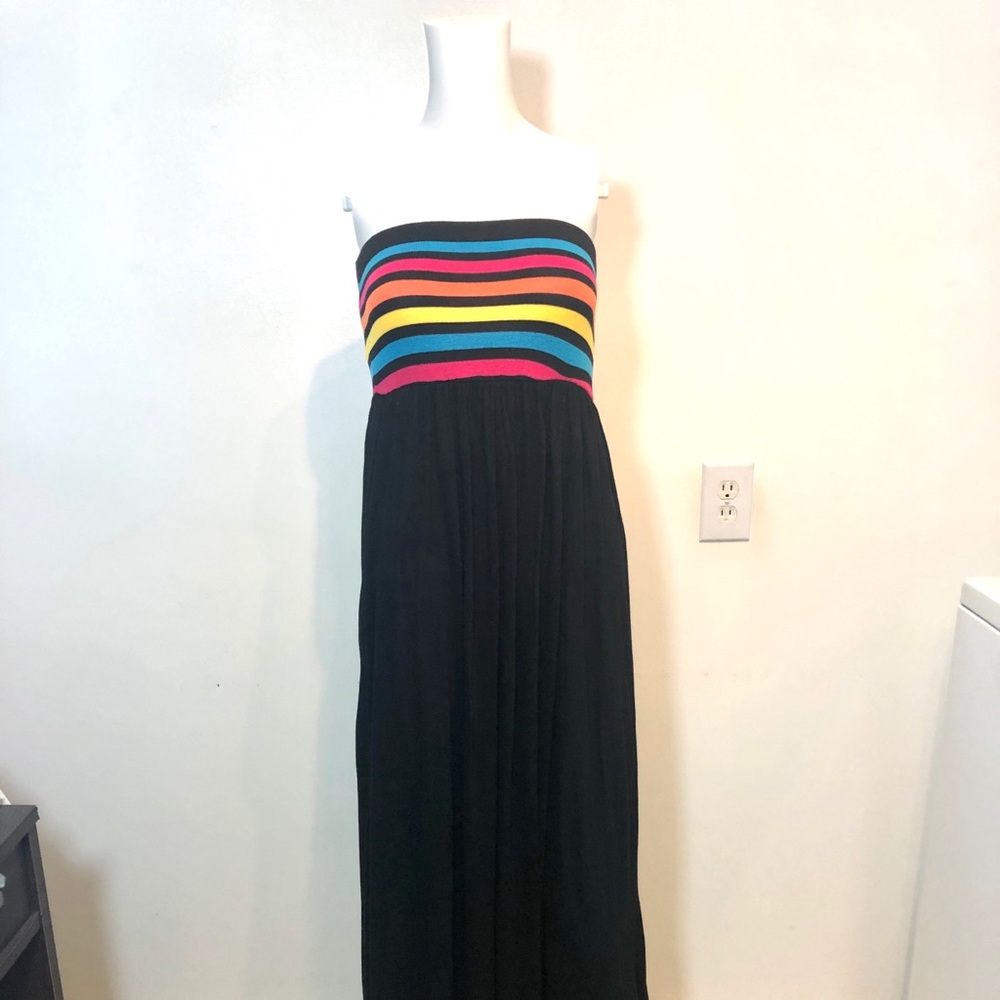 Strapless Rainbow Top Maxi Dress